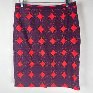 Boden Martha Skirt Midi Pencil Graphic Purple Orange Red Size 10